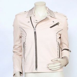 IRO blush/nude Studded Leather Wendaspe Jacket